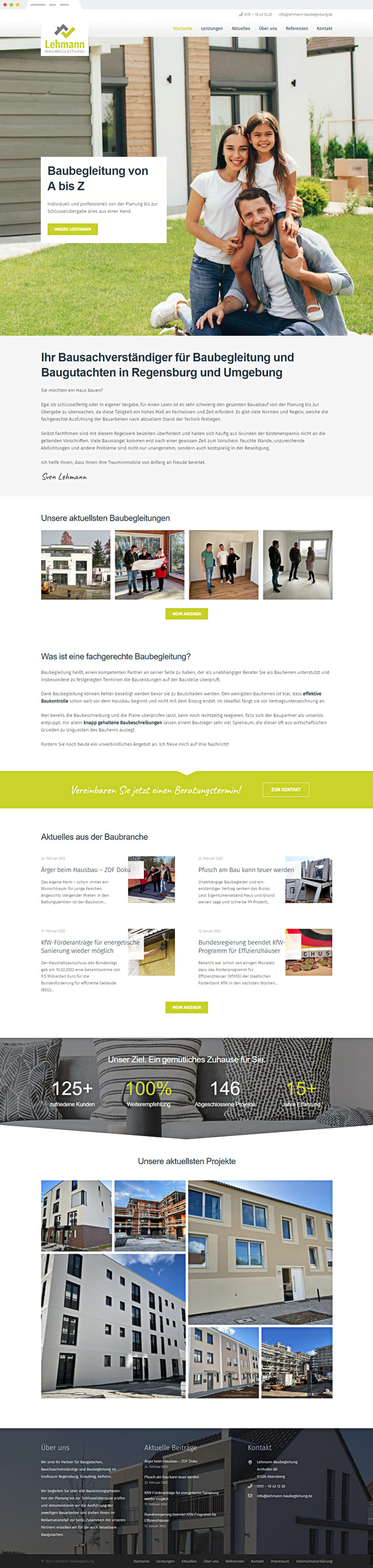Lehmann Baubegleitung Webdesign Startseite